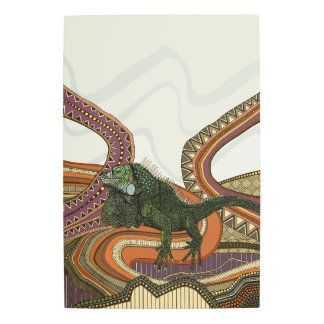 green iguana metal print