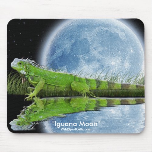 Green Iguana  Moon Wildlife Art Mousemat Mouse Pad