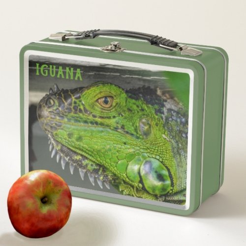 Green Iguana Photographic Closeup Lizard Metal Lunch Box