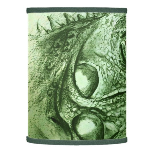 Green Iguana Table Lamp, Realistic Drawing Lamp Shade (Left)