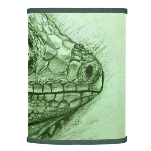 Green Iguana Table Lamp, Realistic Drawing Lamp Shade (Right)