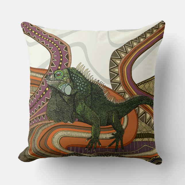 green iguana throw pillow (Front)