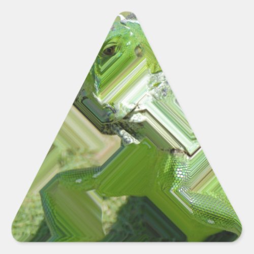 Green Iguana Triangle Sticker