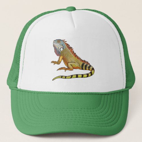 green iguana trucker hat