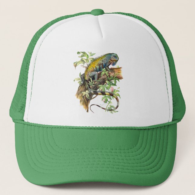 Green iguana  trucker hat (Front)