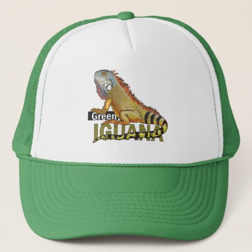 green iguana trucker hat