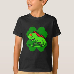 Green Iguana with four leaf clover T-Shirt