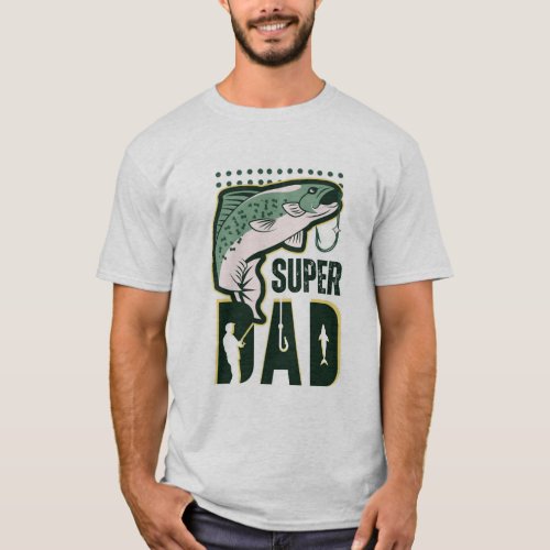 Green Illustrated Super Dad T_Shirt 