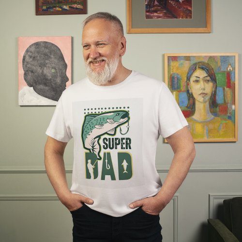 Green Illustrated Super Dad T_Shirt