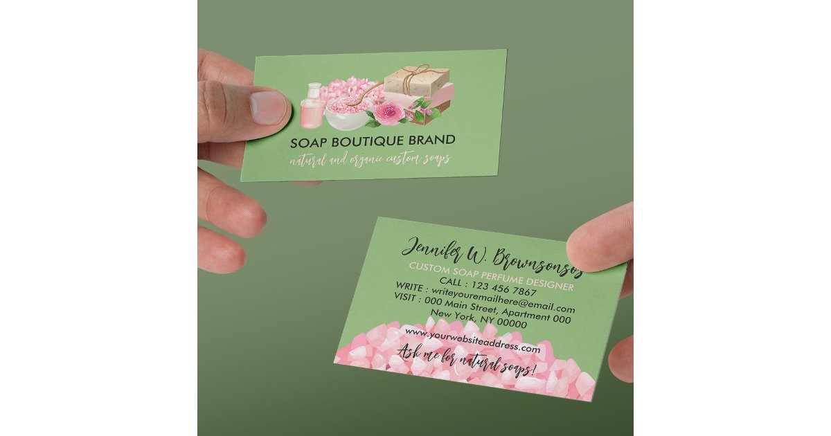 Green Illustration Handmade Craft Soap Business Card | Zazzle
