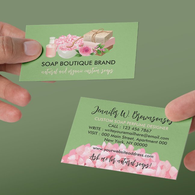 Green Illustration Handmade Craft Soap Business Card