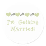 Green I'm Getting Married Classic Round Sticker