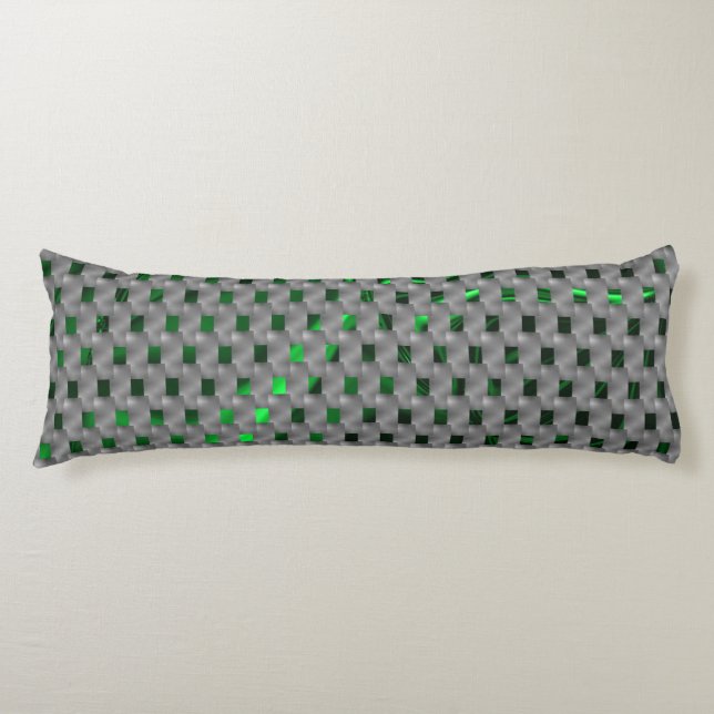 Green image under gray plaques, oblong squares? body pillow (Front)