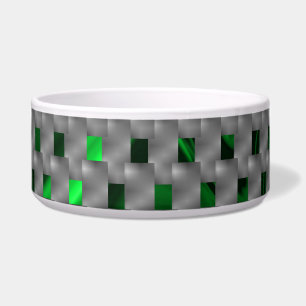 Green image under gray plaques, oblong squares. bowl