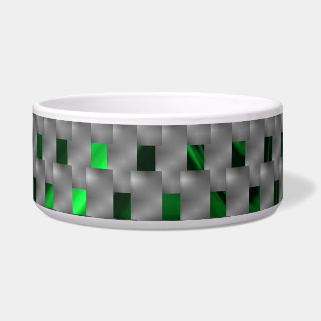 Green image under gray plaques, oblong squares. bowl (Front)