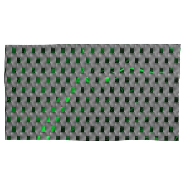 Green image under gray plaques, oblong squares. pillow case (Front-Left)