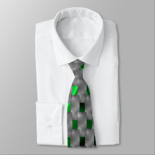 Green image under grey plaques, oblong squares. neck tie