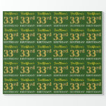 [ Thumbnail: Green, Imitation Gold Look "33rd Birthday" Wrapping Paper ]