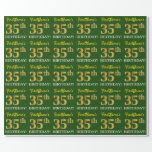 [ Thumbnail: Green, Imitation Gold Look "35th Birthday" Wrapping Paper ]