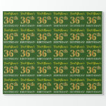 [ Thumbnail: Green, Imitation Gold Look "36th Birthday" Wrapping Paper ]