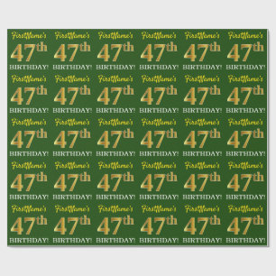 Green, Imitation Gold Look "47th BIRTHDAY" Wrapping Paper