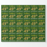 [ Thumbnail: Green, Imitation Gold Look "49th Birthday" Wrapping Paper ]