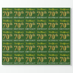 [ Thumbnail: Green, Imitation Gold Look "70th Birthday" Wrapping Paper ]