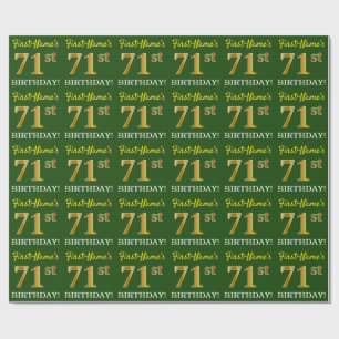 Green, Imitation Gold Look "71st BIRTHDAY" Wrapping Paper
