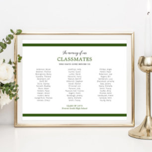 Green In Memory Of Our Classmates School Reunion Poster