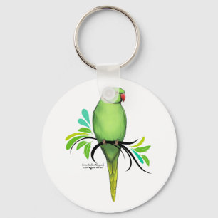 Green Indian Ringneck Parrot Keychain
