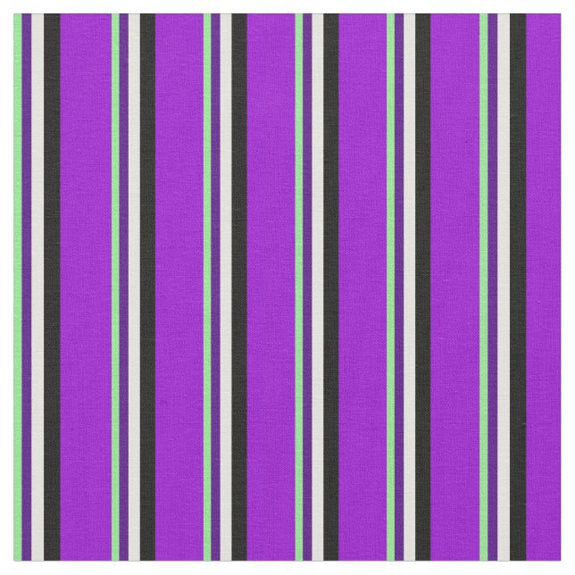 Green, Indigo, Light Yellow, Black & Dark Violet Fabric (Close Up)