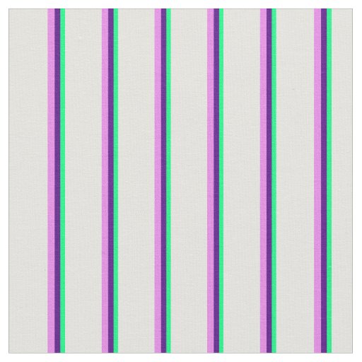 Green, Indigo, Violet & Light Cyan Stripes Fabric