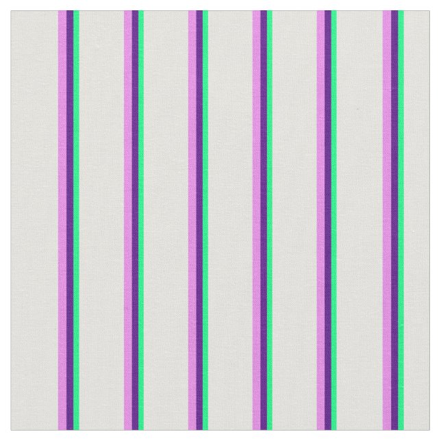 Green, Indigo, Violet & Light Cyan Stripes Fabric (Close Up)