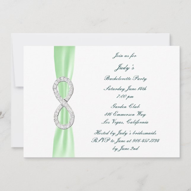 Green Infinity  Bachelorette Party Invitation (Front)