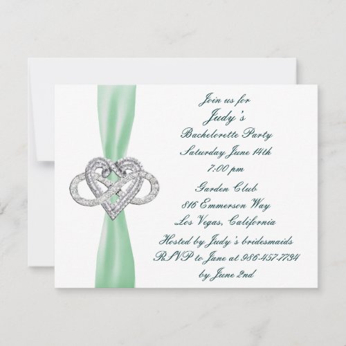 Green Infinity Heart Bachelorette Party Invitation