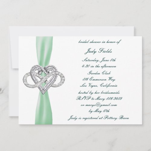Green Infinity Heart Bridal Shower Invitation