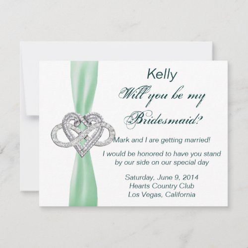 Green Infinity Heart Bridesmaid Card