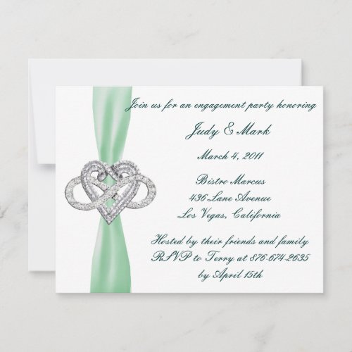 Green Infinity Heart Engagement Party Invitation