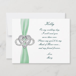 Green Infinity Heart Maid Of Honor Card