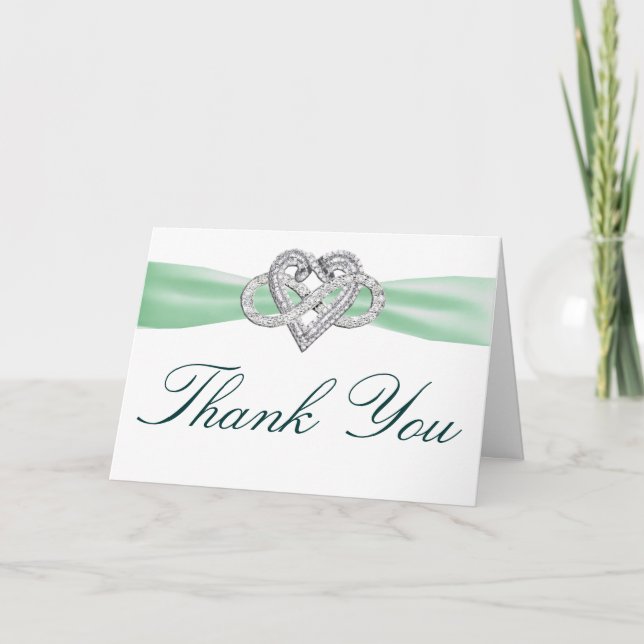 Green Infinity Heart Thank You Card (Front)