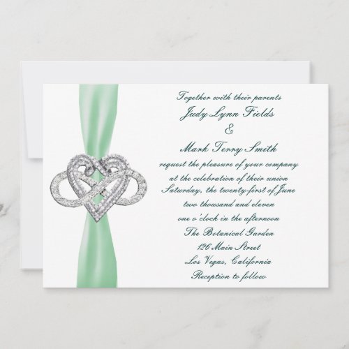 Green Infinity Heart Wedding Invitation