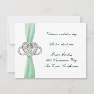 Green Infinity Heart Wedding Reception Card