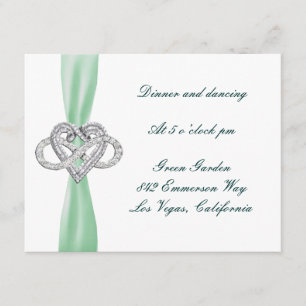 Green Infinity Heart Wedding Reception Card
