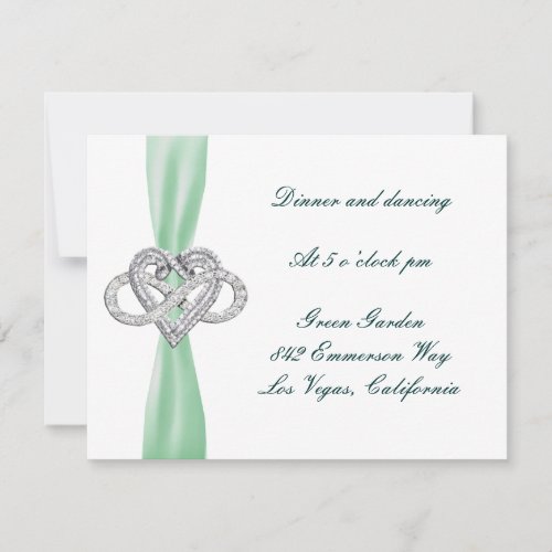 Green Infinity Heart Wedding Reception Card