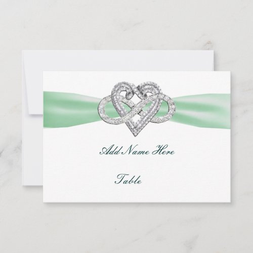 Green Infinity Heart Wedding Table Place Card