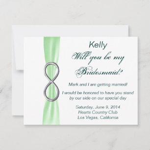 Green Infinity Wedding Bridesmaid Card