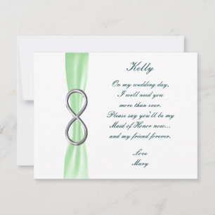 Green Infinity Wedding Maid Of Honor Card
