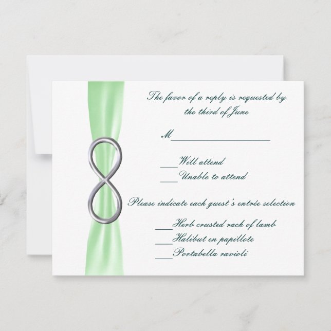 Green Infinity Wedding Response Card (Front)