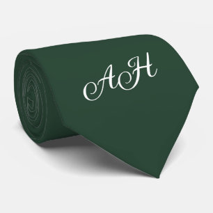 Green Initial Groomsmen Monogram Monogrammed  Neck Tie