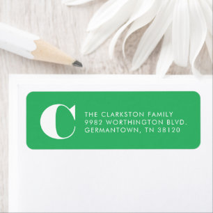 Green initial holiday return address label